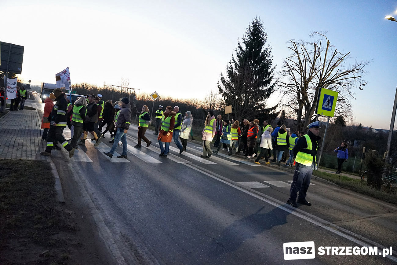 Mieszkańcy Strzegomia protestowali o wzbudzaną sygnalizację świetlną na krajowej „piątce” [FOTO] 